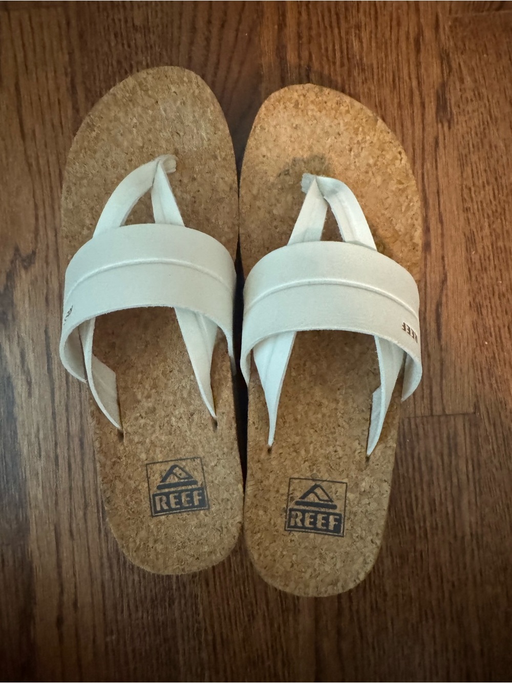 Reef White Cork Footbed Sandals with Wide Straps